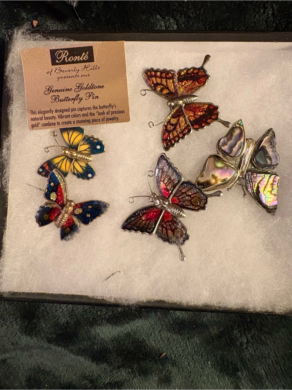 Ronte’Multicolor Enamel Butterfly Pin Collection with Goldtone Accents